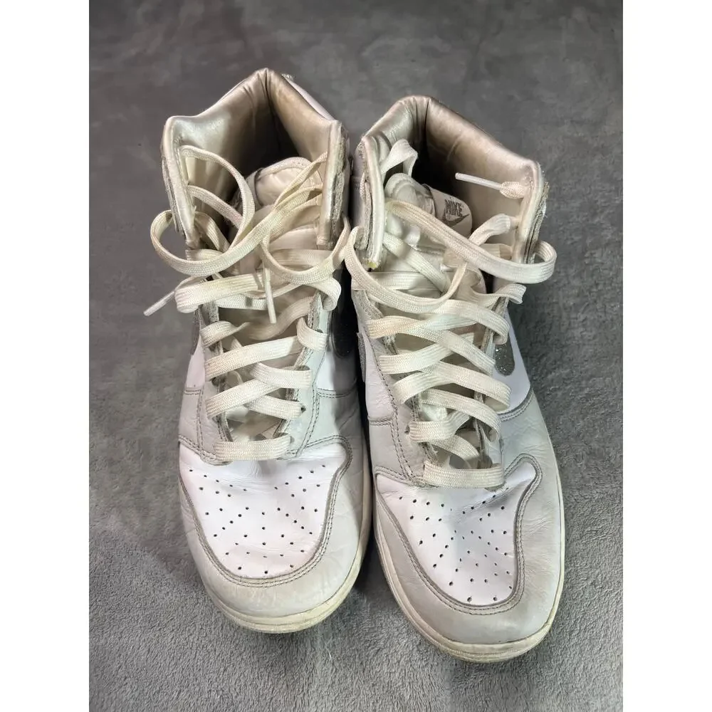 Nike Dunk High Silver Glitter Swoosh sneakers womens 9